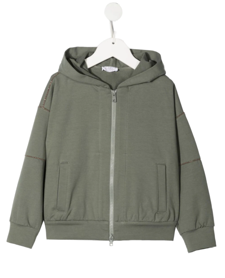 Brunello Cucinelli Kids Cotton 98% hoodie in sage green