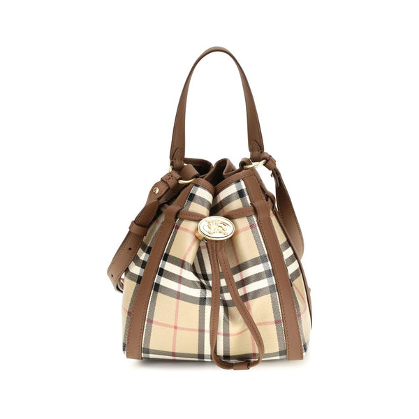 Burberry Coated cotton canvas with calf leather trims bucket bag in beige