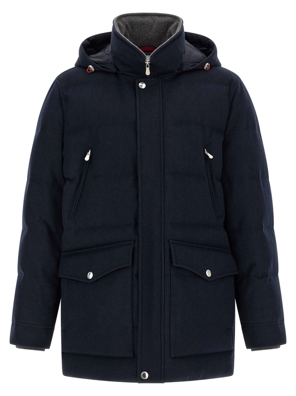 Brunello Cucinelli Pure wool flannel coat in navy