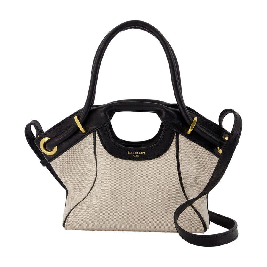 Balmain Lambskin top handle bag in beige