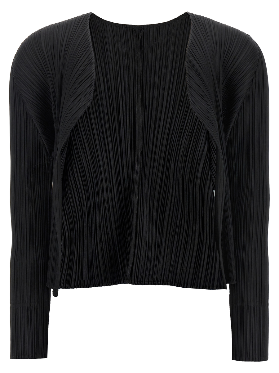 Pleats Please Issey Miyake 100% polyester cardigan in black