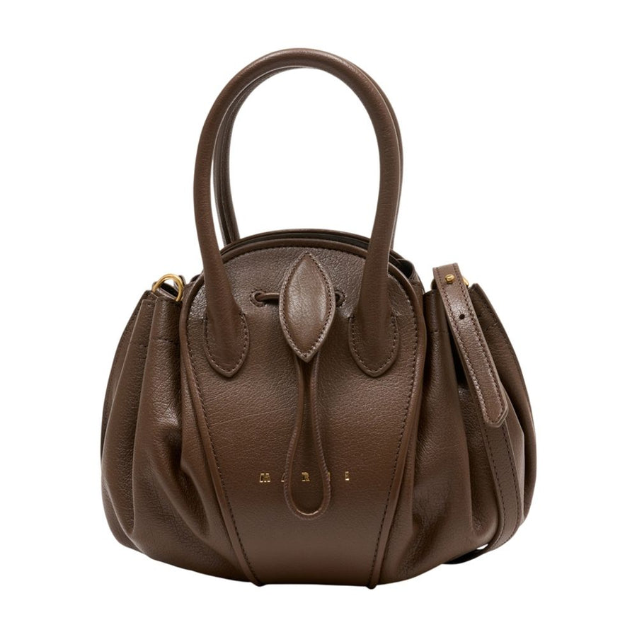 Marni calfskin shoulder bag in brown