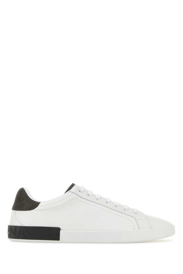 White Leather Portofino Sneakers Biancogrigioscuro