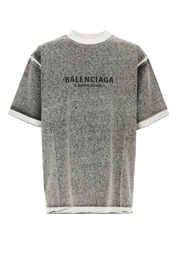 Melange Grey Cotton Oversize T-Shirt Black Exterior