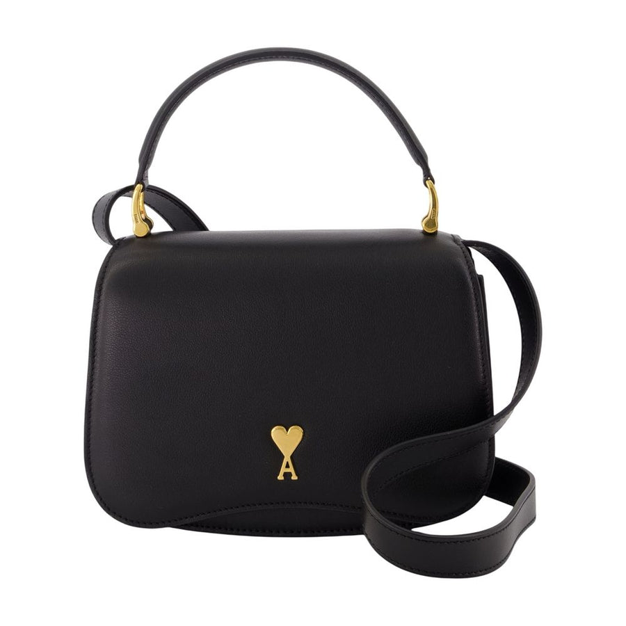 AMI Paris Calfskin shoulder bag in black