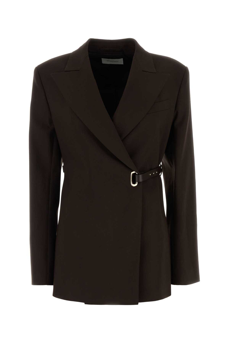 Brown Stretch Viscose Cinta Blazer Cioccolato Giacche E Gilet