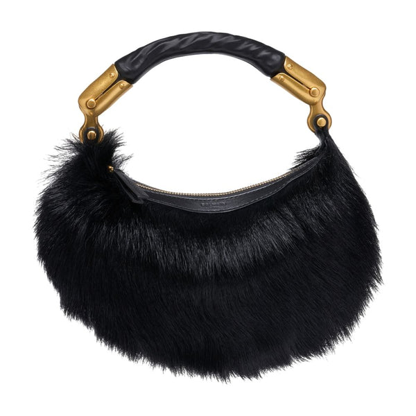Balmain fur shoulder bag in black