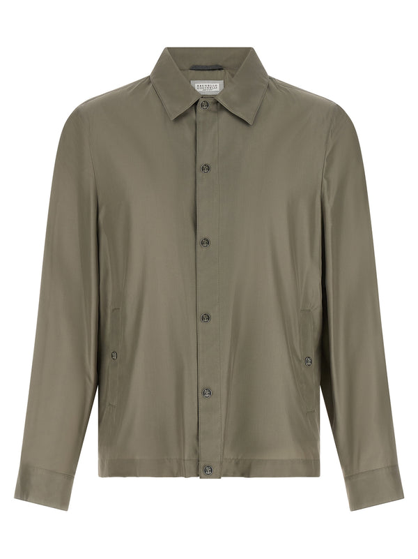 Brunello Cucinelli 92% silk jacket in green