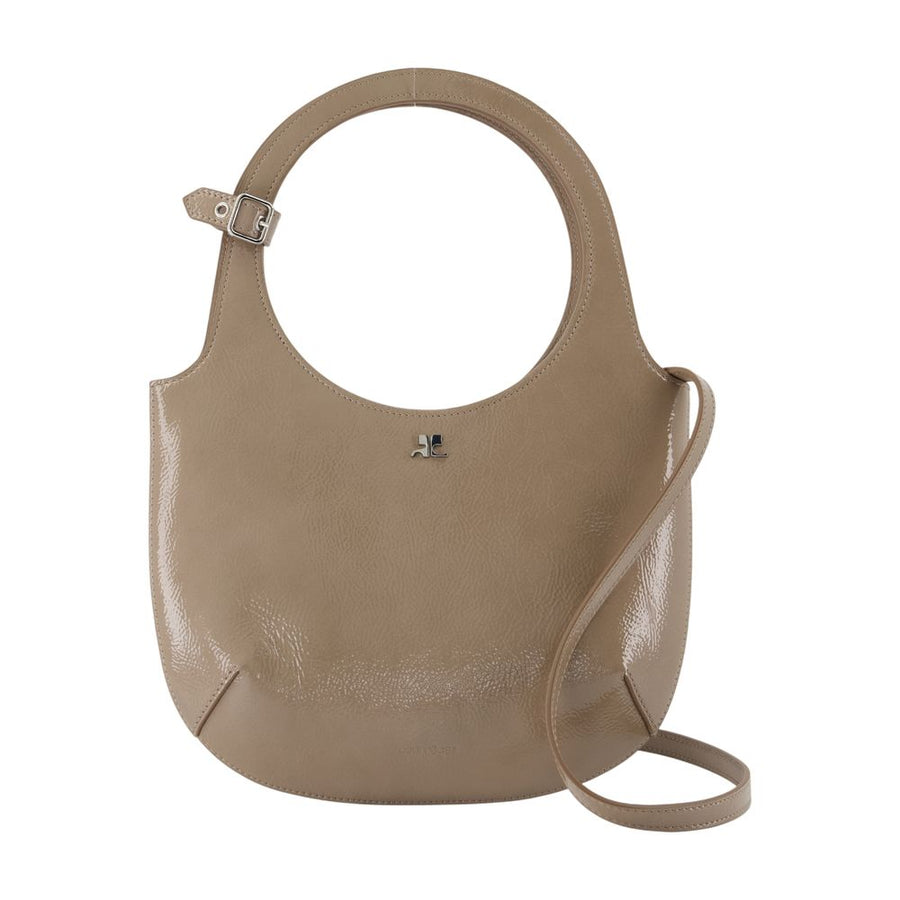 Courreges calfskin shoulder bag in brown