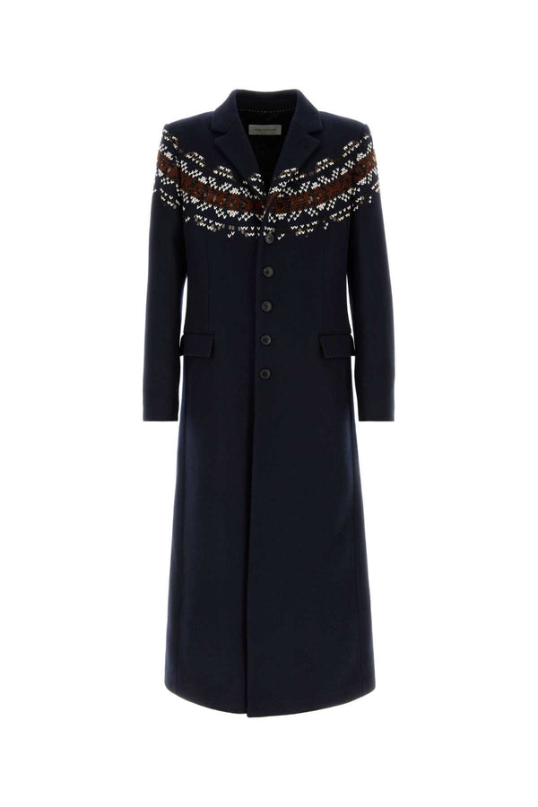 Navy Blue Wool Blend Coat Cappotti