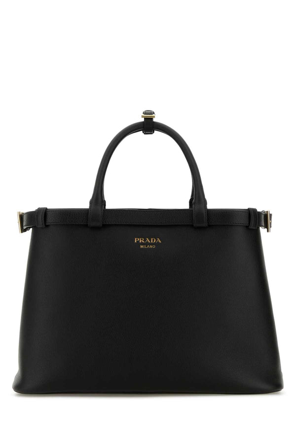 Prada 100% calf leather top handle bag in black