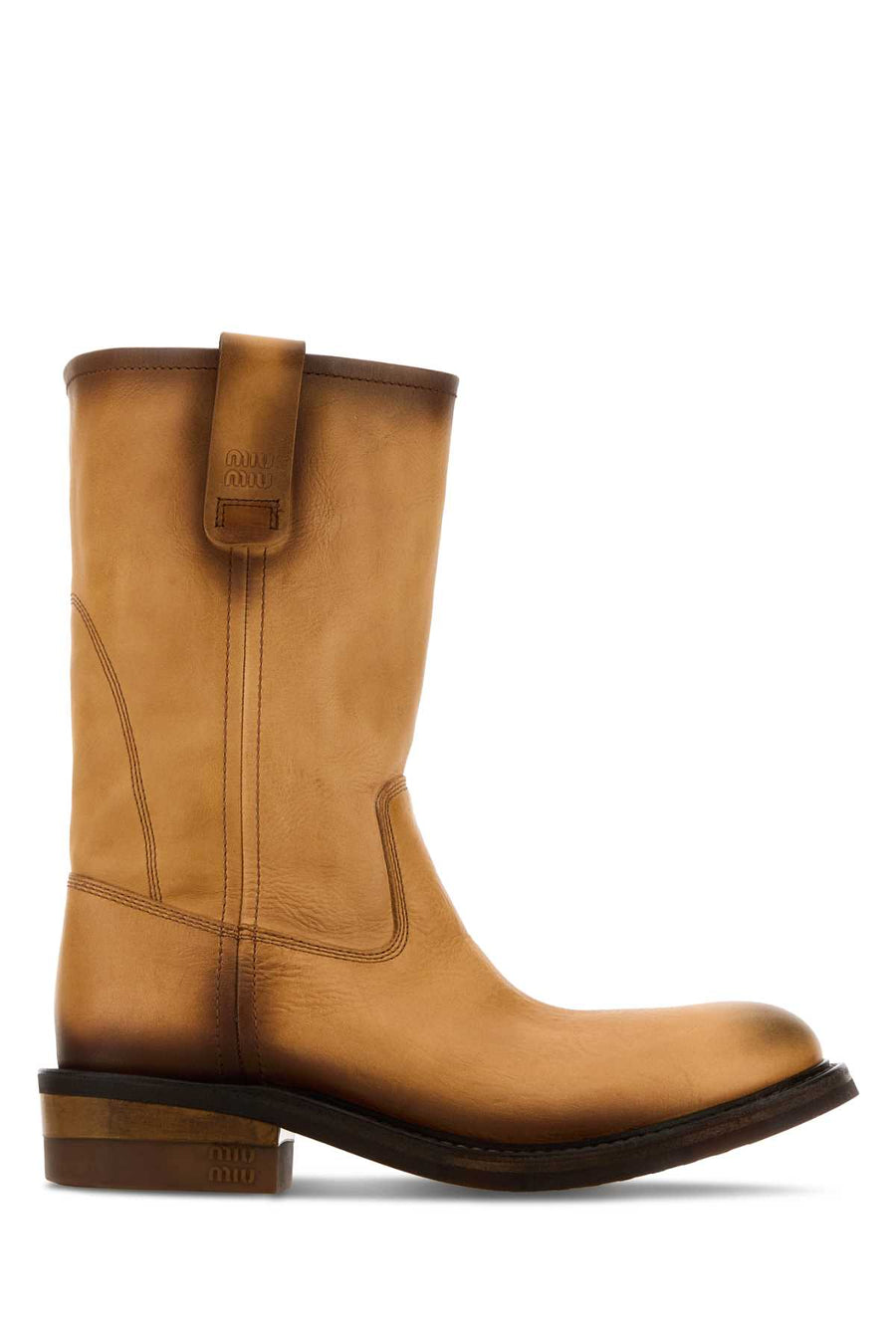 Camel Leather Boots Cuoio Vitello Stivali