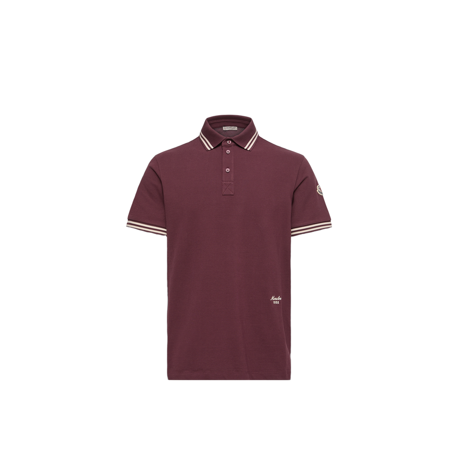 Moncler Cotton polo in burgundy