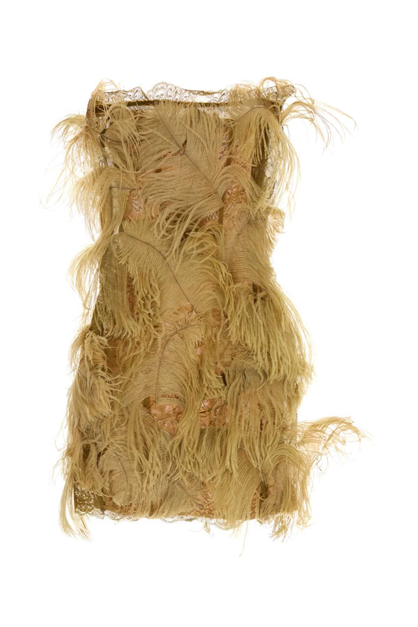 Olive Green Lace And Mesh Min Dress Yellow Abiti