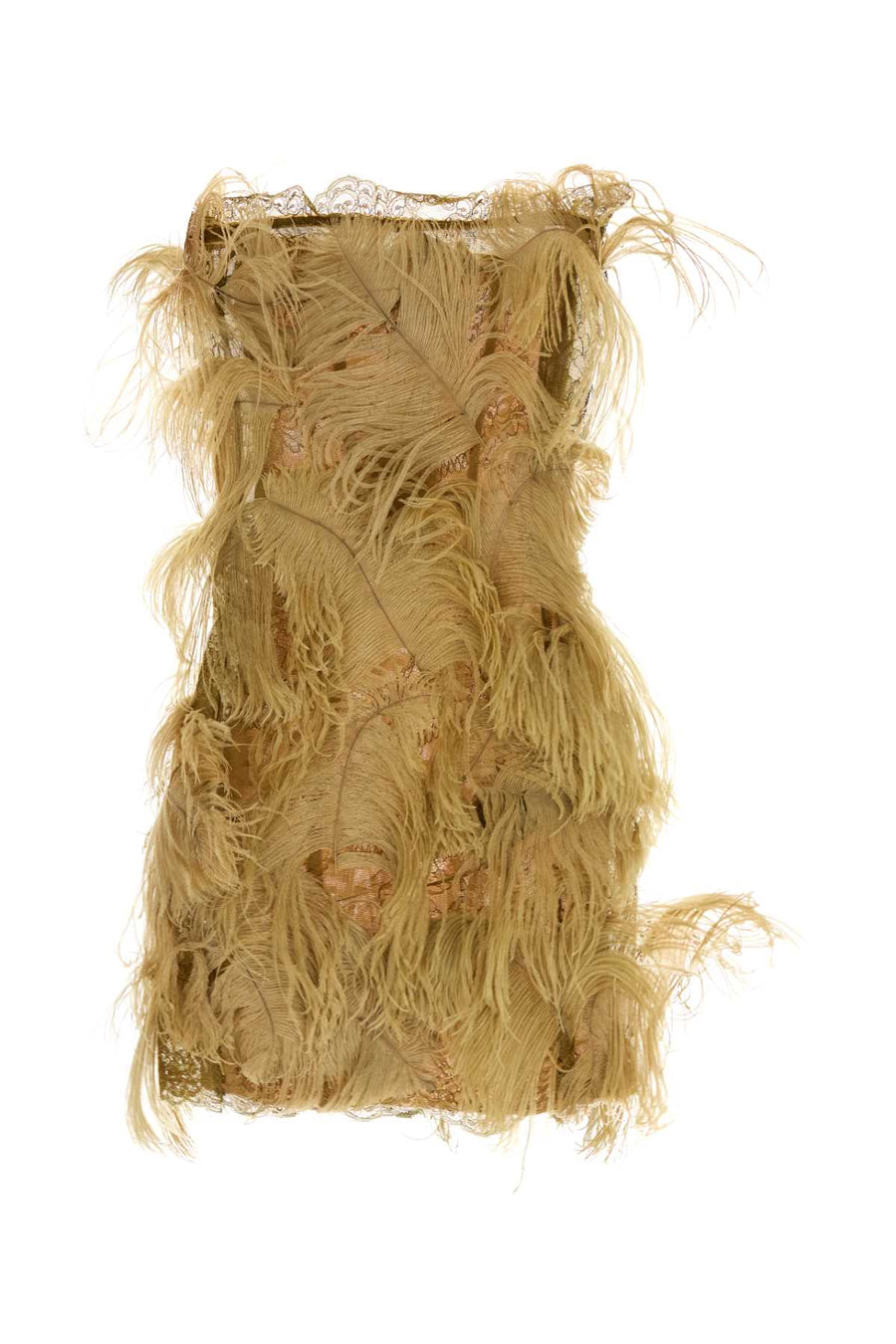 Olive Green Lace And Mesh Min Dress Yellow Abiti