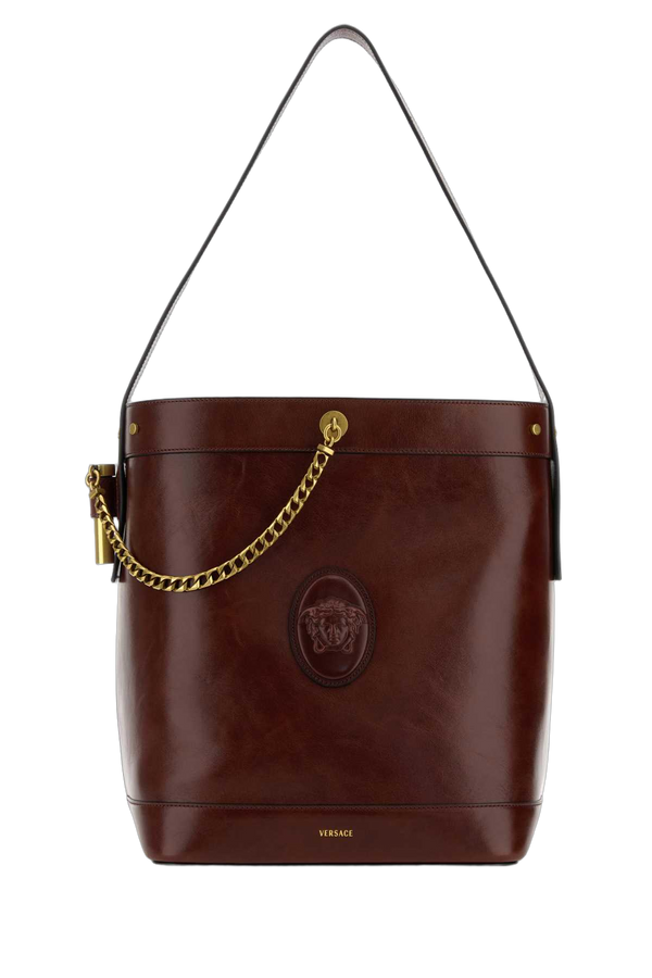 Versace Exterior: 100% Calf shoulder bag in brown