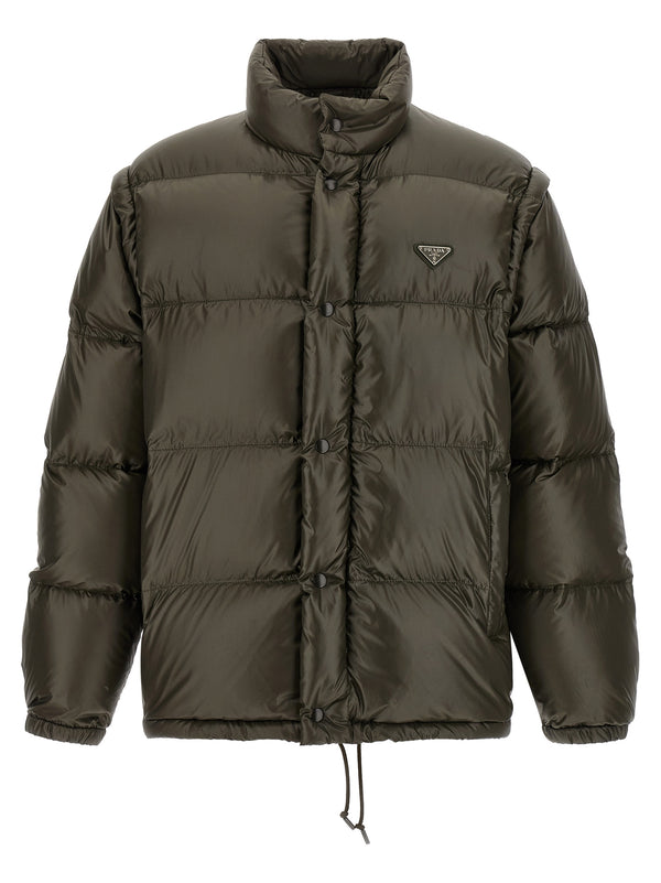 Gray Recycled Polyamide Full-Length Jacket Clothing