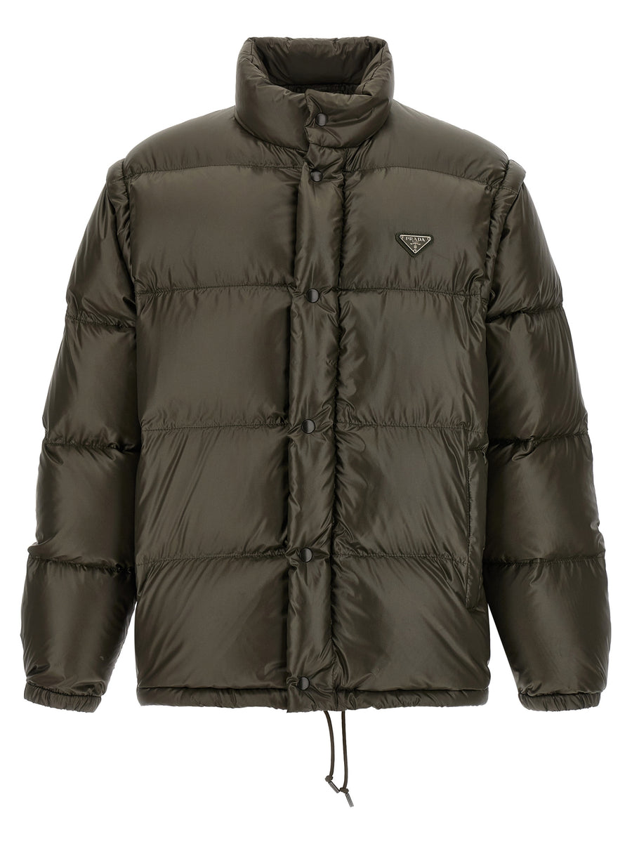 Gray Recycled Polyamide Full-Length Jacket Clothing