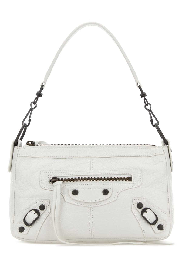 White Leather Mini Le City Moto Shoulder Bag Optic Borse A Mano