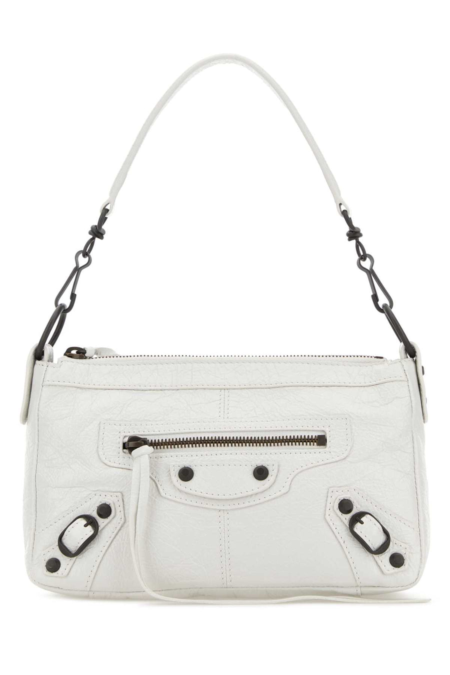 White Leather Mini Le City Moto Shoulder Bag Optic Borse A Mano