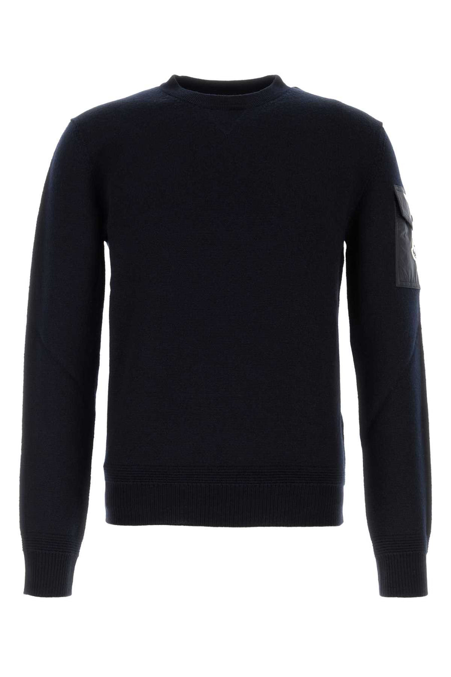 Moncler Neck 100% Virgin wool sweater in navy