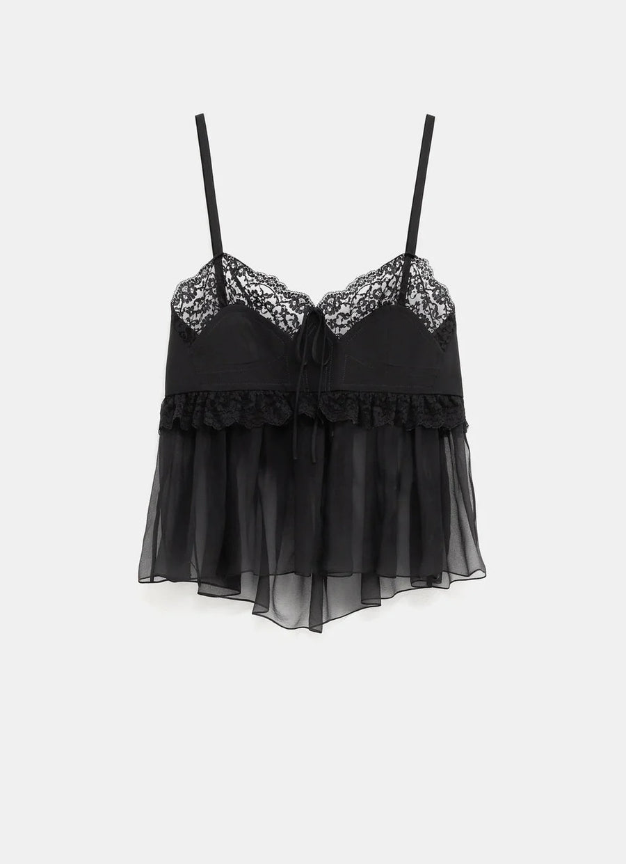 Chloé Silk crepe tank top in black