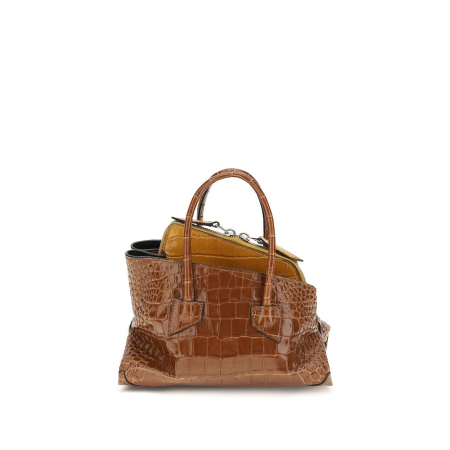 The Attico 100% Calf Leather Bos Taurus top handle bag in brown
