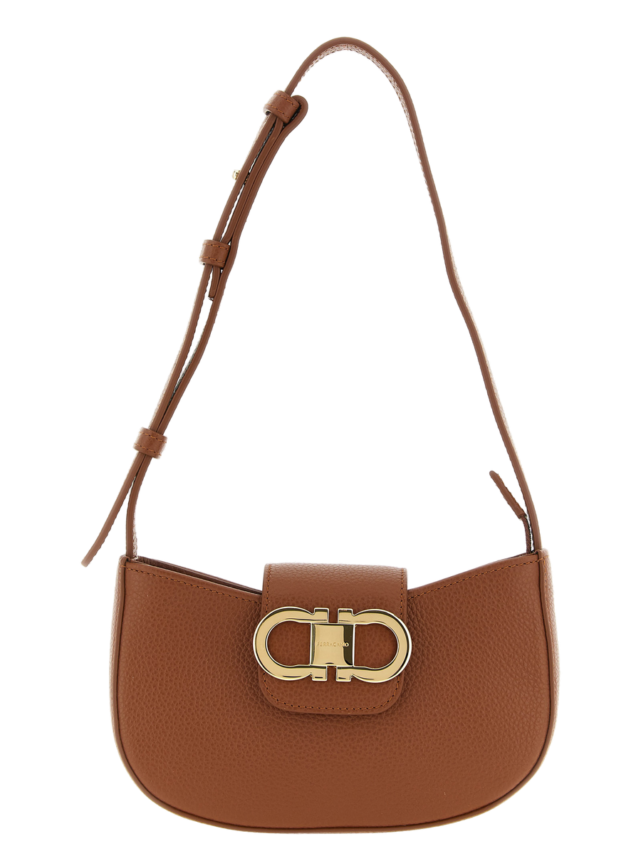 Brown Calfskin Shoulder Bag