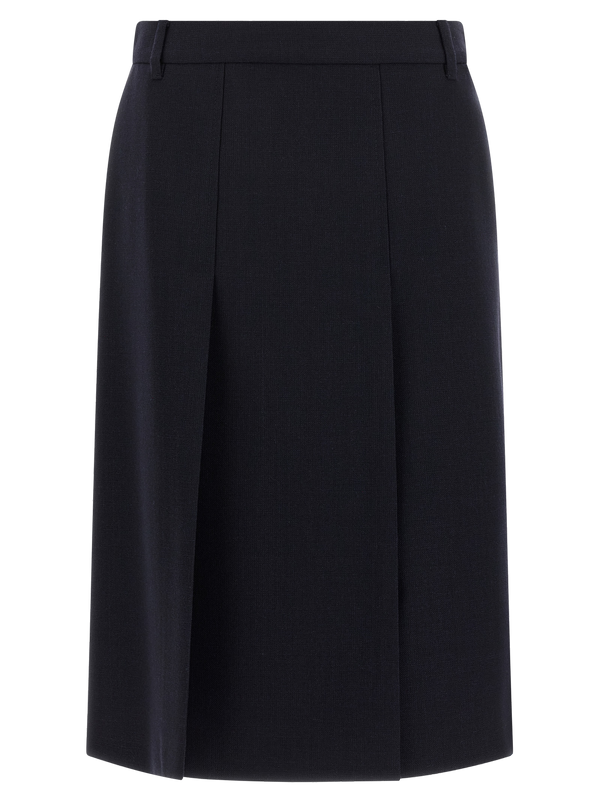 Blue Virgin Wool Midi Skirt