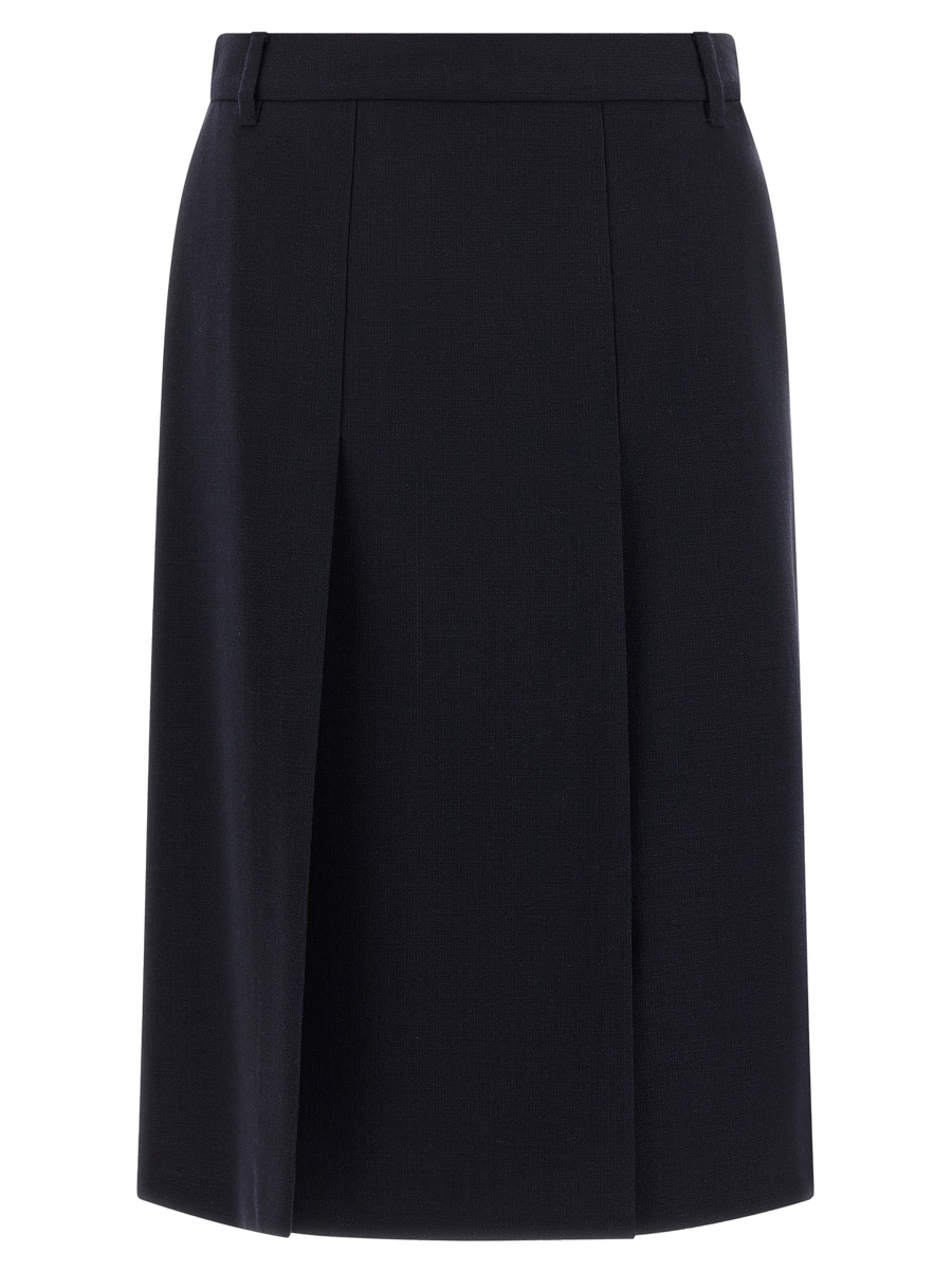 Blue Virgin Wool Midi Skirt