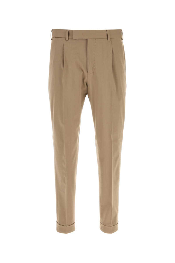 Beige Stretch Wool Pant Pantaloni