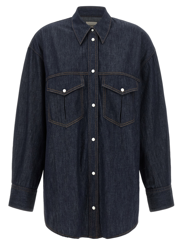 Khaite 100% cotton shirt in navy