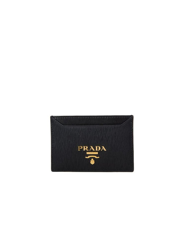 Prada 100% Calfskin card case in black