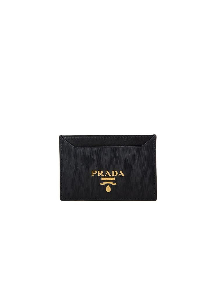 Prada 100% Calfskin card case in black
