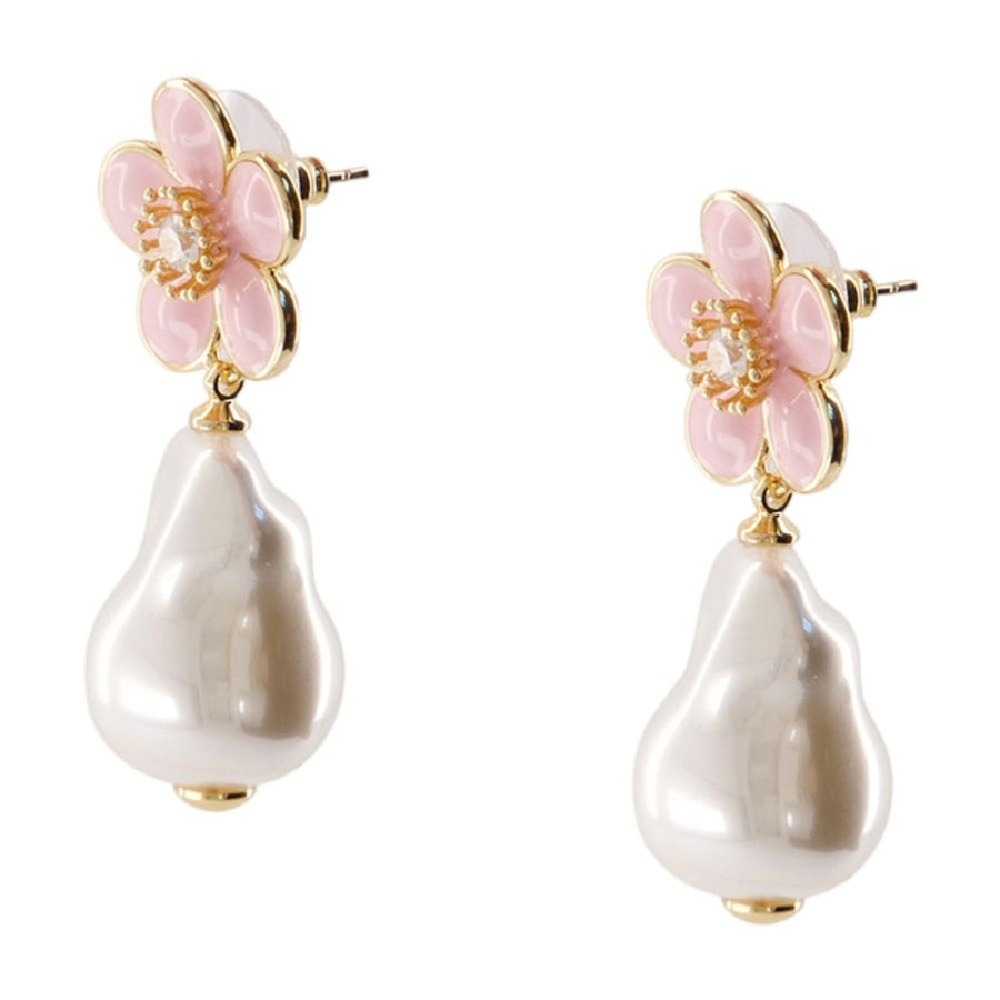 Self-Portrait synthetic quartz drop earrings in pink