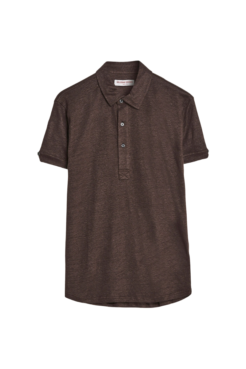Orlebar Brown 100% Linen polo in brown
