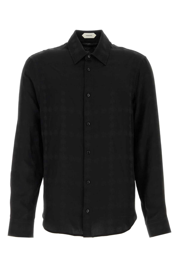 Informal Shirt Medusa Vintage Silk Crepe Satin Jac Black Camicie