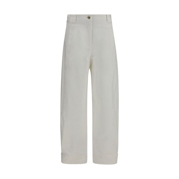 Max Mara 95% Cotton 5% Elastane trousers in white