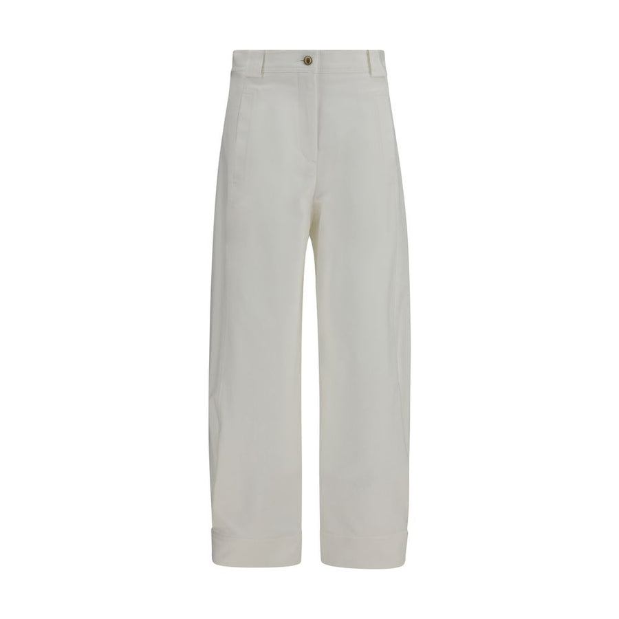 Max Mara 95% Cotton 5% Elastane trousers in white
