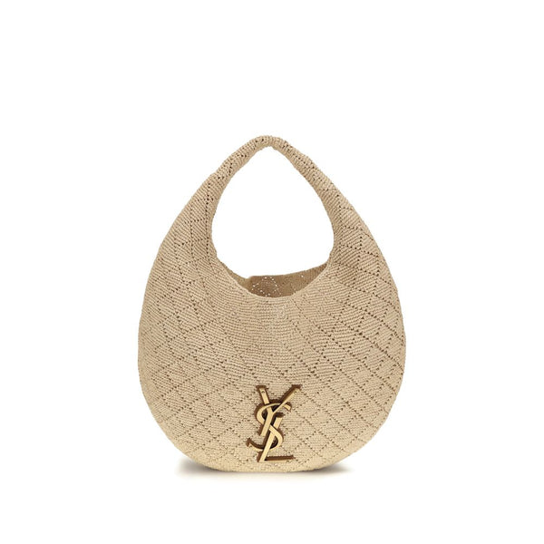 Saint Laurent 100% Raffia with leather lining shoulder bag in beige