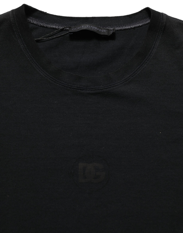 Black Cotton Short Sleeve Crew Neck T-Shirt