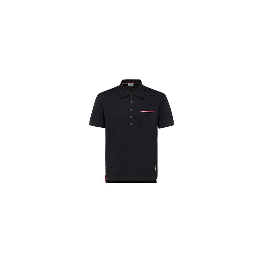 Thom Browne 100% Cotton polo shirt in black