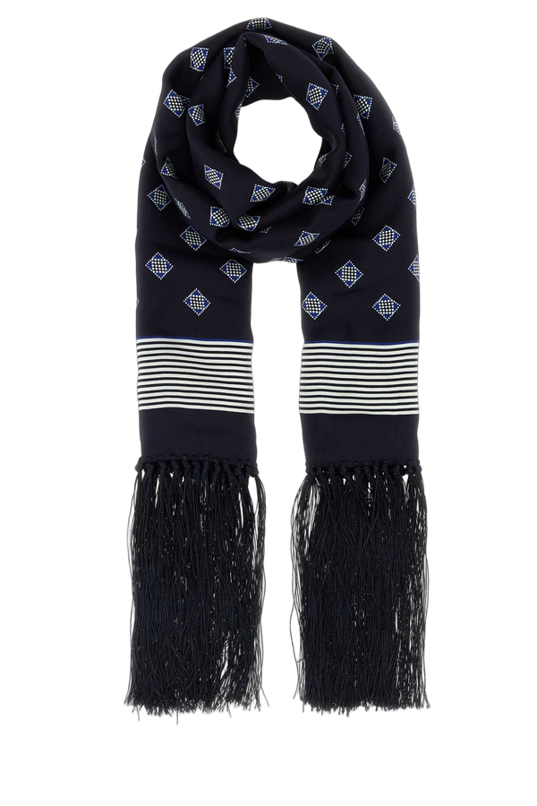 Bode Diamond 100% Silk scarf in navy