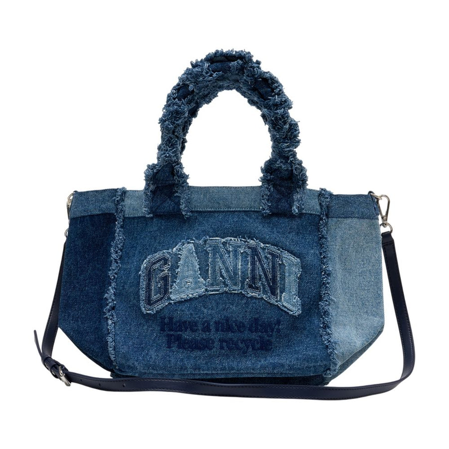 Ganni cotton tote bag in blue