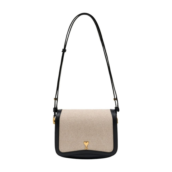 AMI Paris Canvas shoulder bag in beige