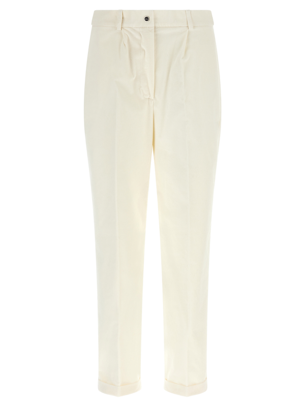 White Cotton Casual Pants