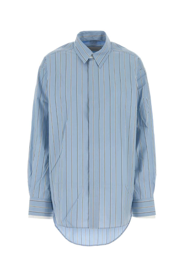 Embroidered Poplin Oversize Shirt Bleu Cachemire/ivoire Exterior: Cotton Camicie