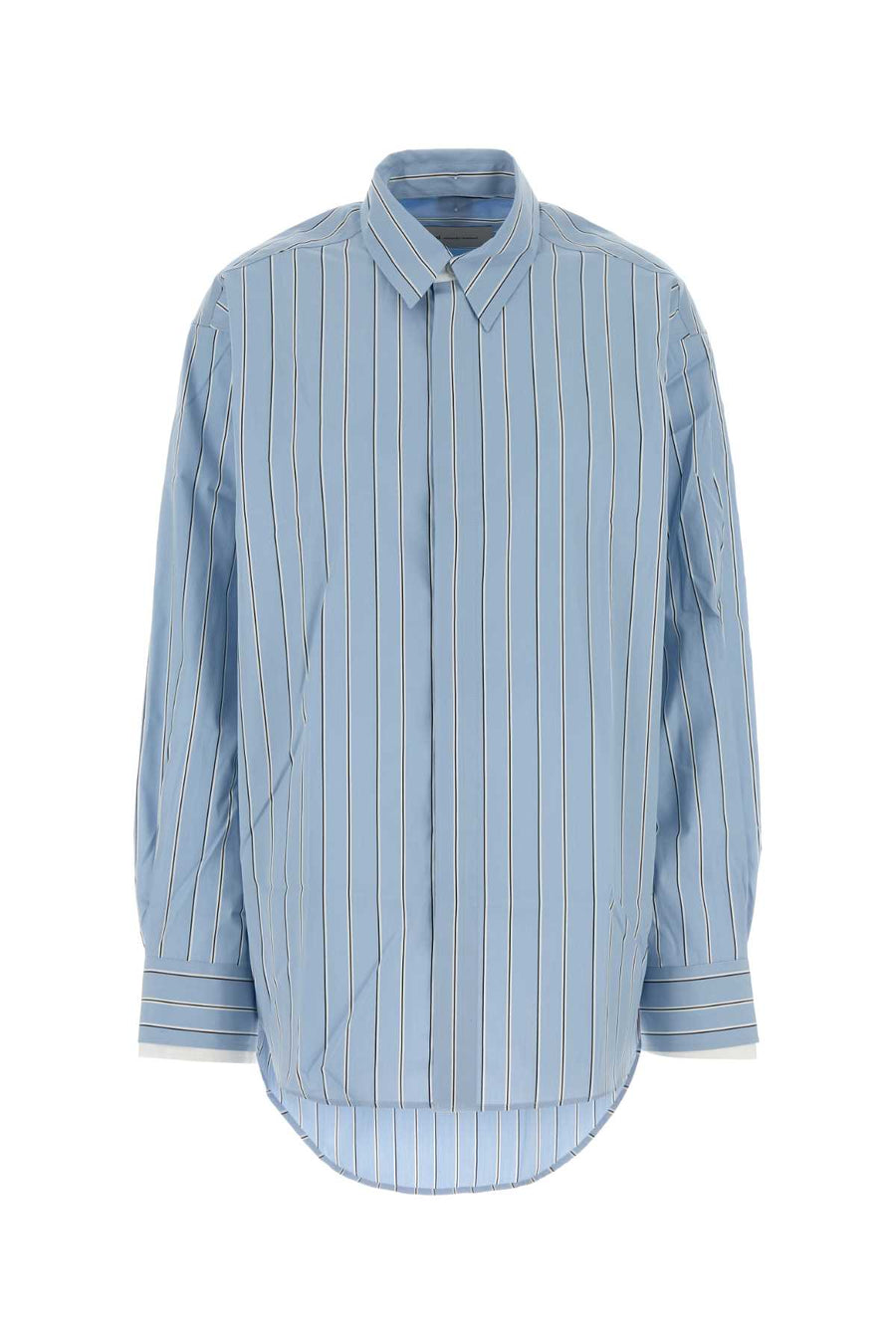 Embroidered Poplin Oversize Shirt Bleu Cachemire/ivoire Exterior: Cotton Camicie
