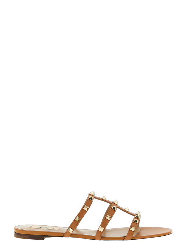 Valentino Garavani 100% Calfskin Leather flat sandal in beige