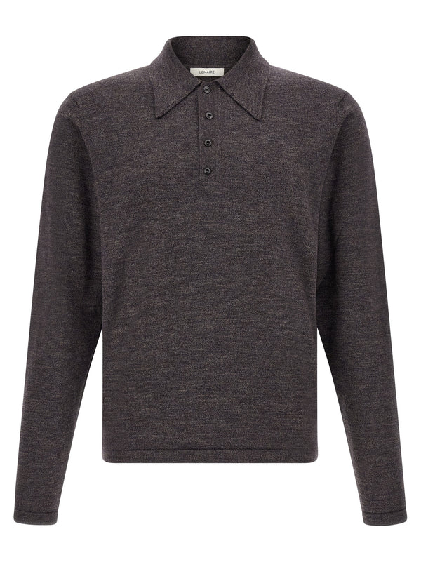 Lemaire 100% wool polo shirt in brown